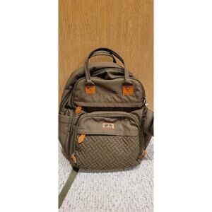 BabbleRoo Kids Green Brown Multifunction Waterproof Travel Diaper Bag Backpack